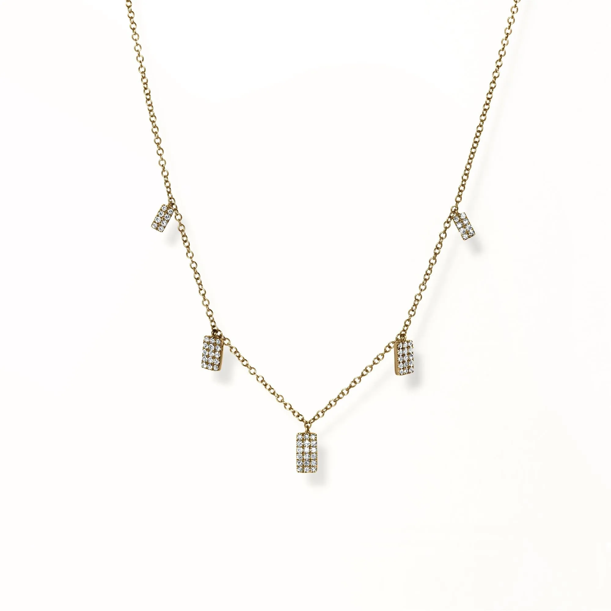 The 14K Yellow Gold Britt Necklace with 5 Diamond Pendants