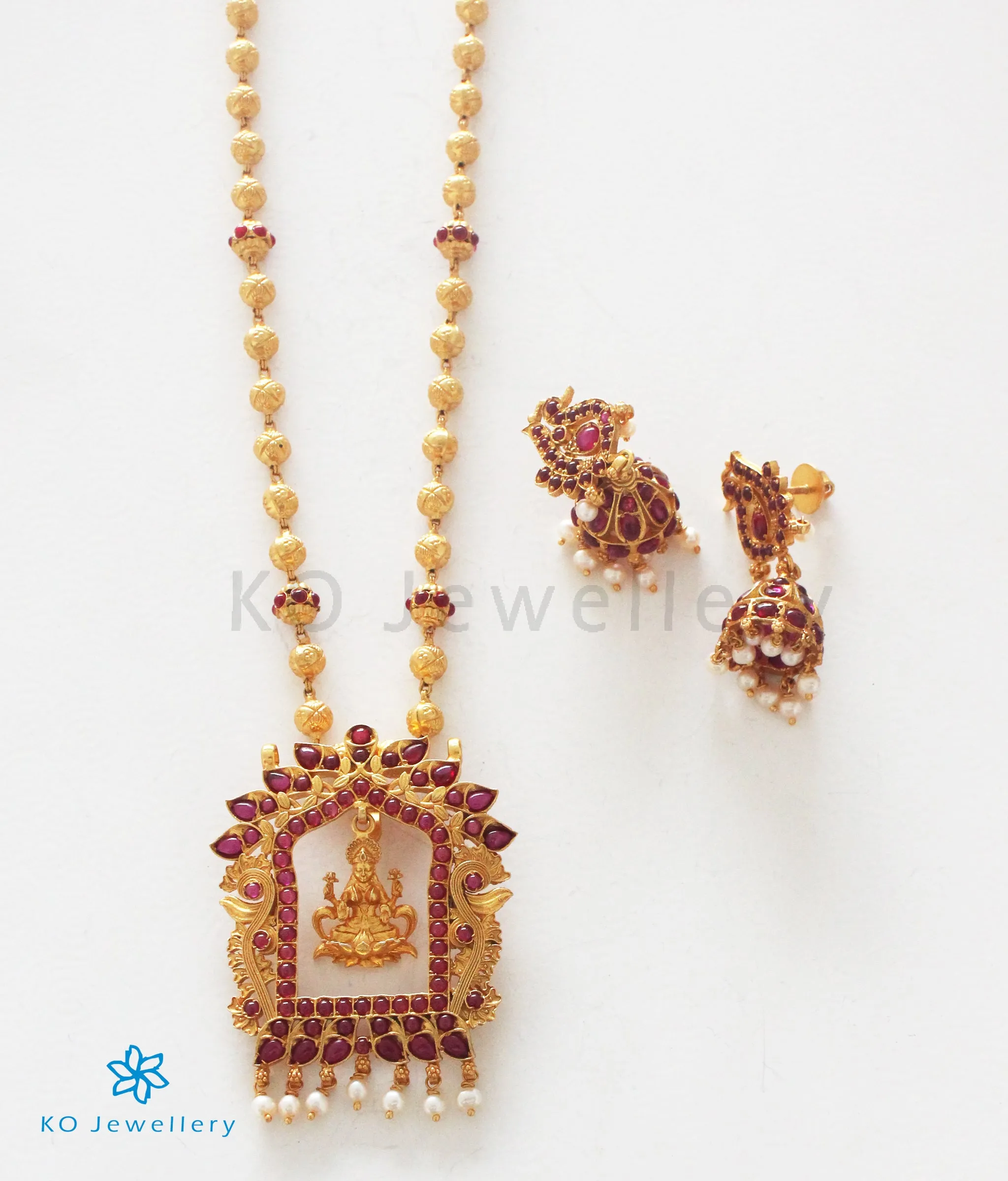 The Sanidhya Silver Lakshmi Necklace (Red)