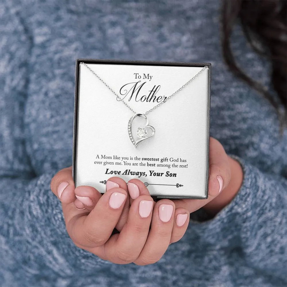 The sweetest gift from God-Heart Necklace for Mother, From Son