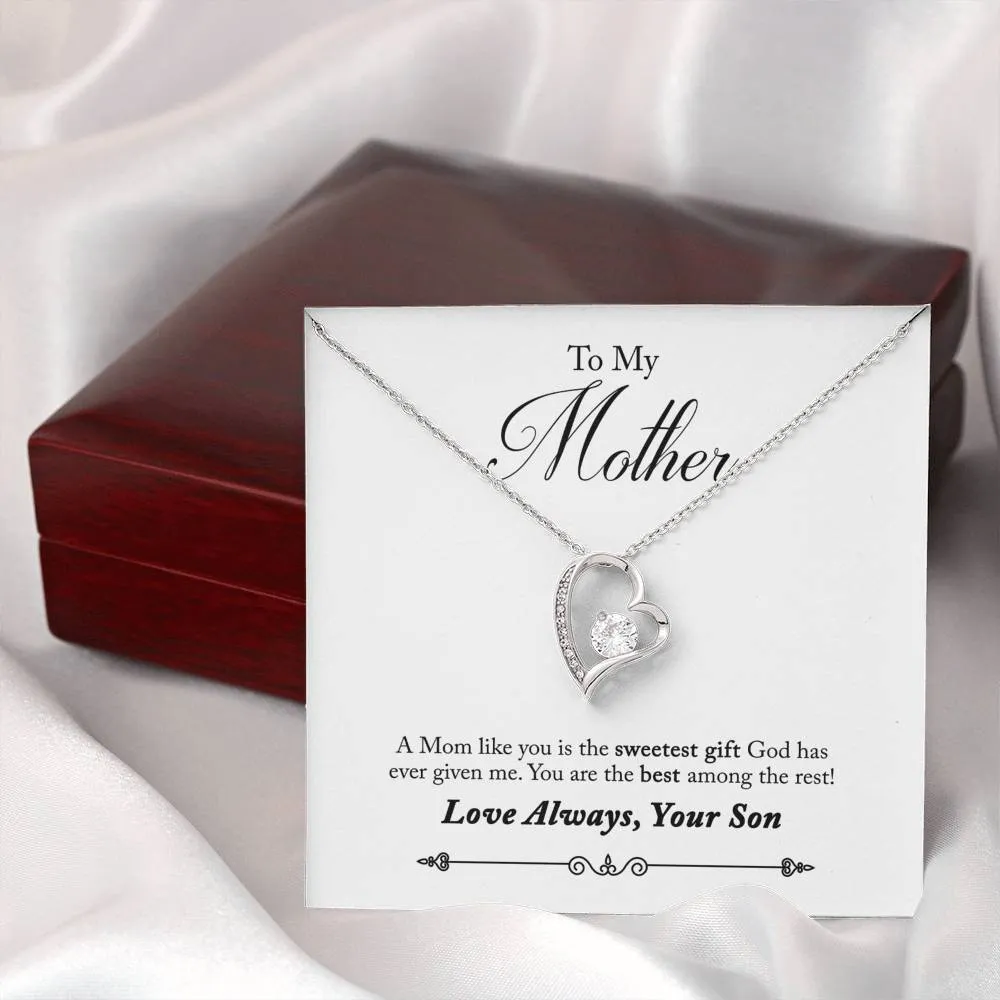 The sweetest gift from God-Heart Necklace for Mother, From Son