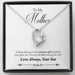 The sweetest gift from God-Heart Necklace for Mother, From Son