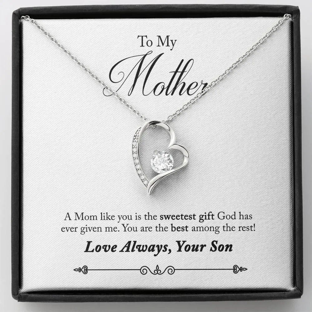 The sweetest gift from God-Heart Necklace for Mother, From Son