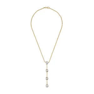 The Vintage Diamond Lariat-14K Yellow Gold Necklace with 2 Round Cut Diamonds
