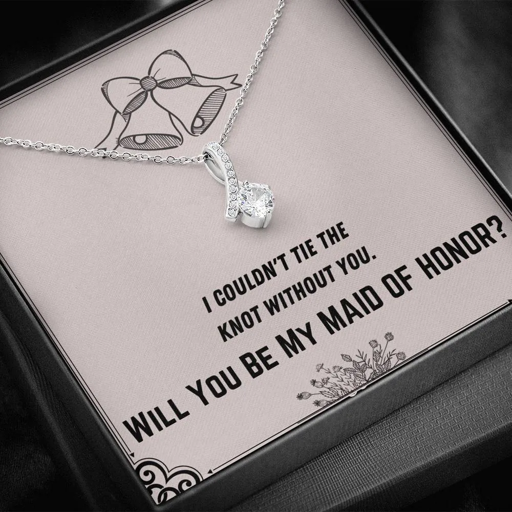 Tie the Knot Bells Maid of Honor Proposal Necklace
