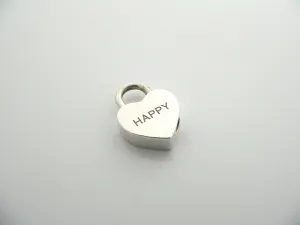 Tiffany & Co Silver HAPPY Heart Padlock Pendant Charm Rare Gift Love