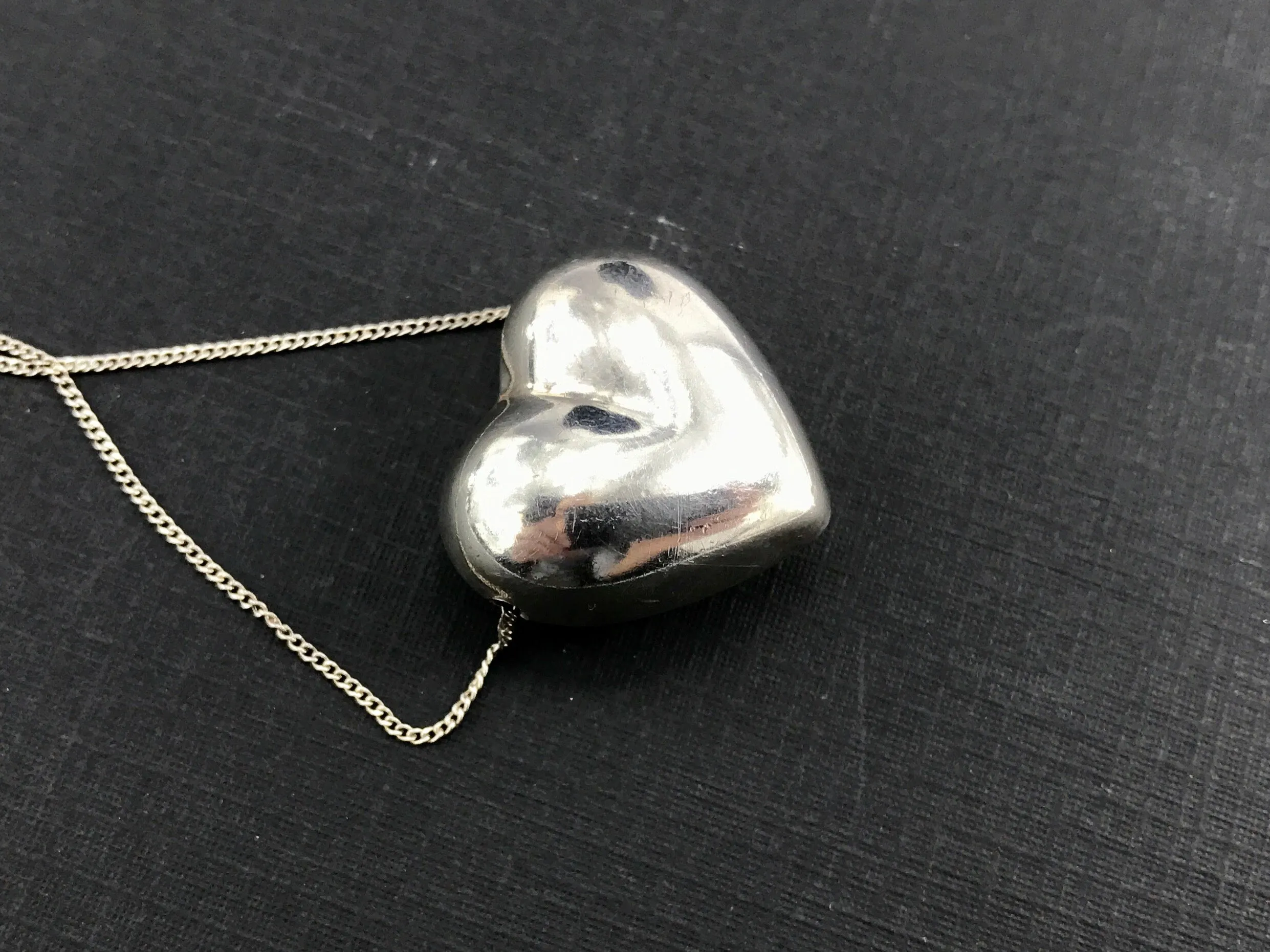 Tiffany & Co Sterling Silver Puffy Heart Necklace RARE