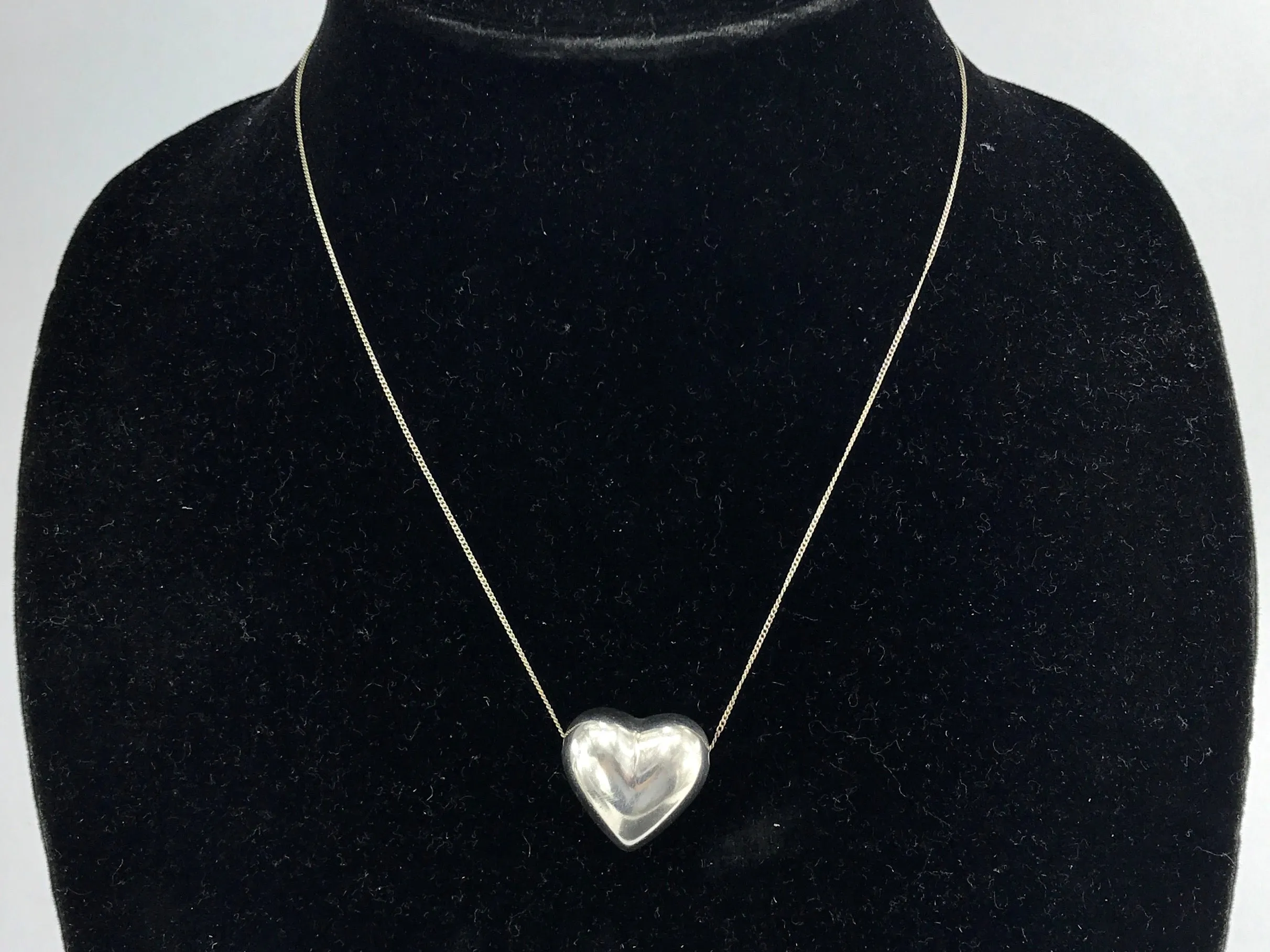 Tiffany & Co Sterling Silver Puffy Heart Necklace RARE