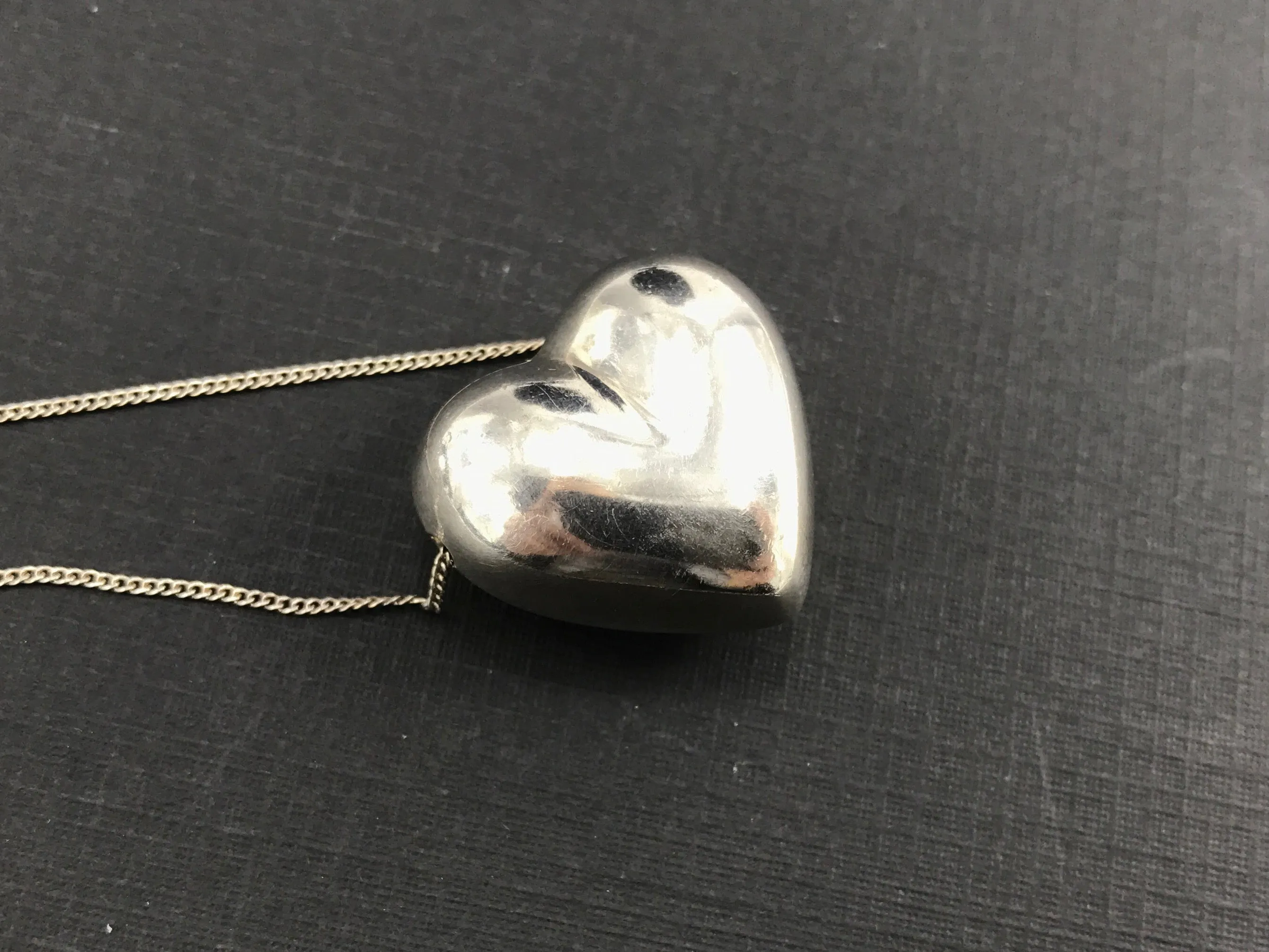 Tiffany & Co Sterling Silver Puffy Heart Necklace RARE