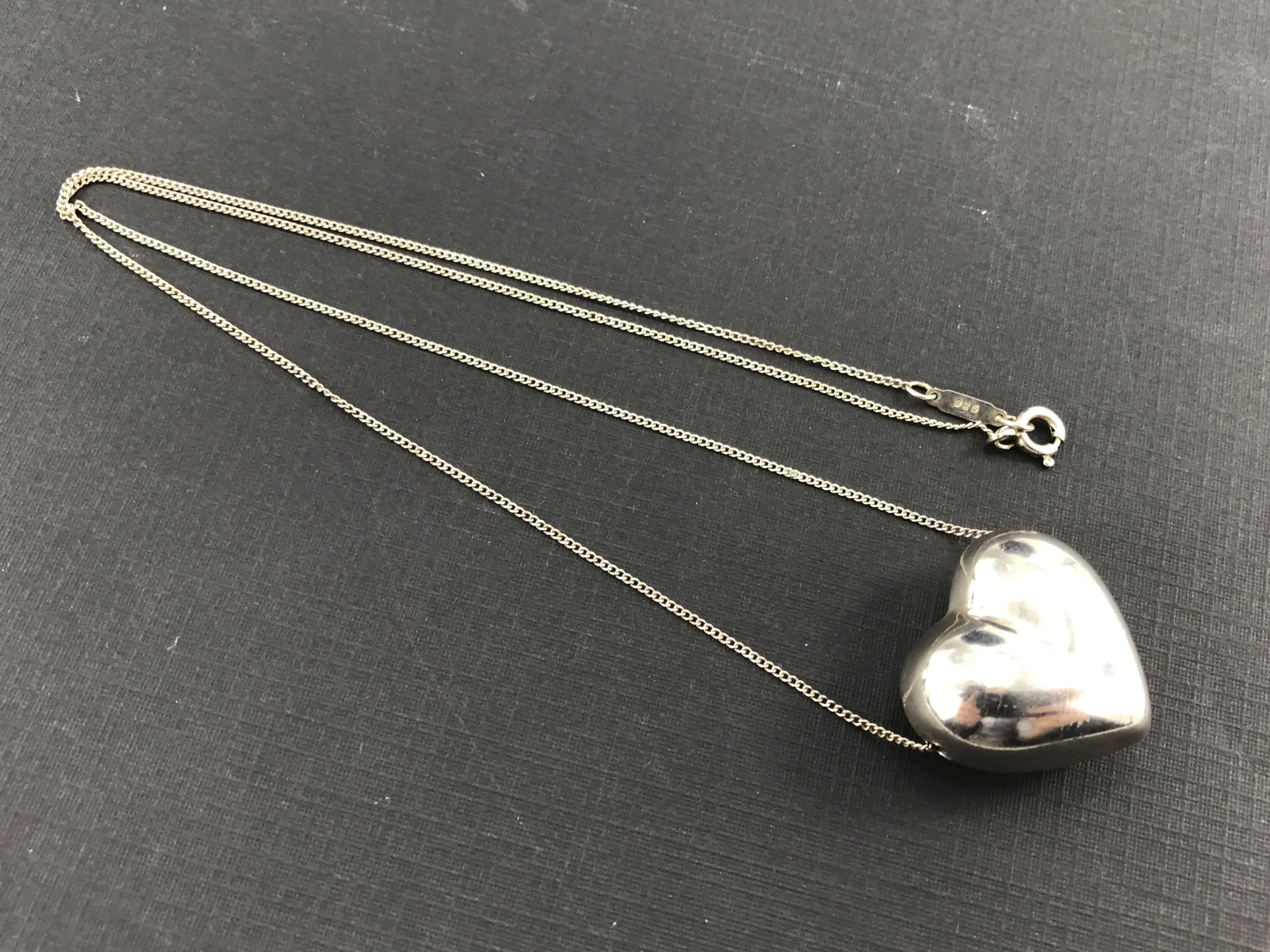 Tiffany & Co Sterling Silver Puffy Heart Necklace RARE