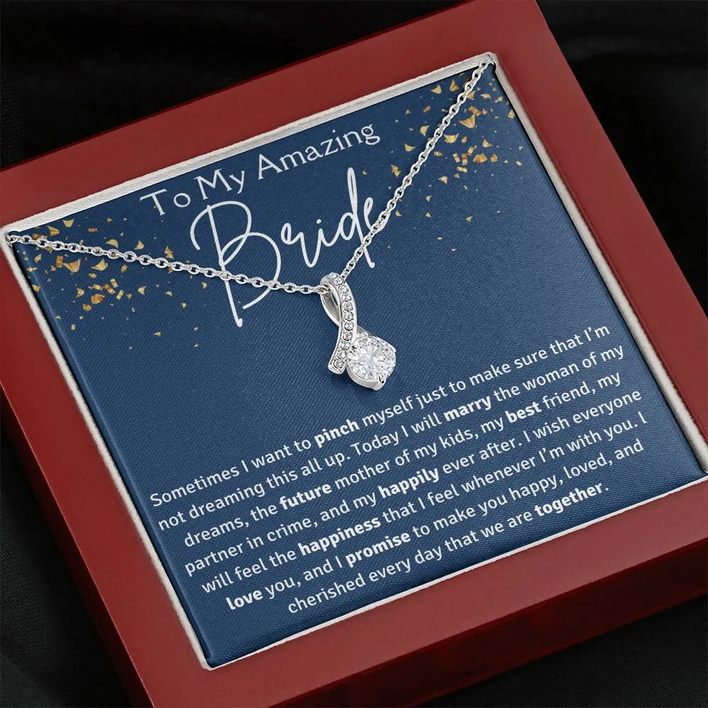 To My Amazing Bride Ribbon Necklace