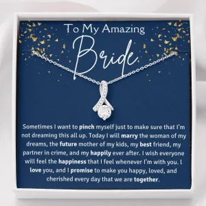 To My Amazing Bride Ribbon Necklace