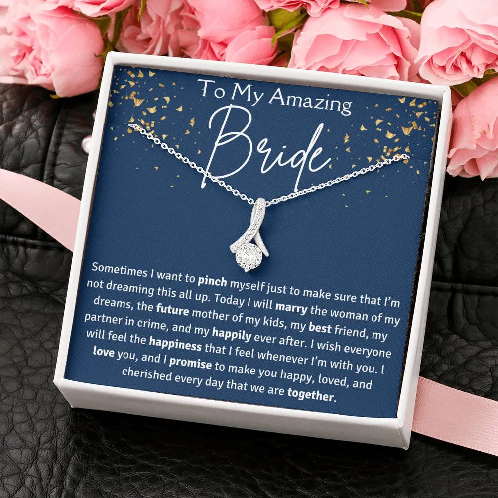 To My Amazing Bride Ribbon Necklace