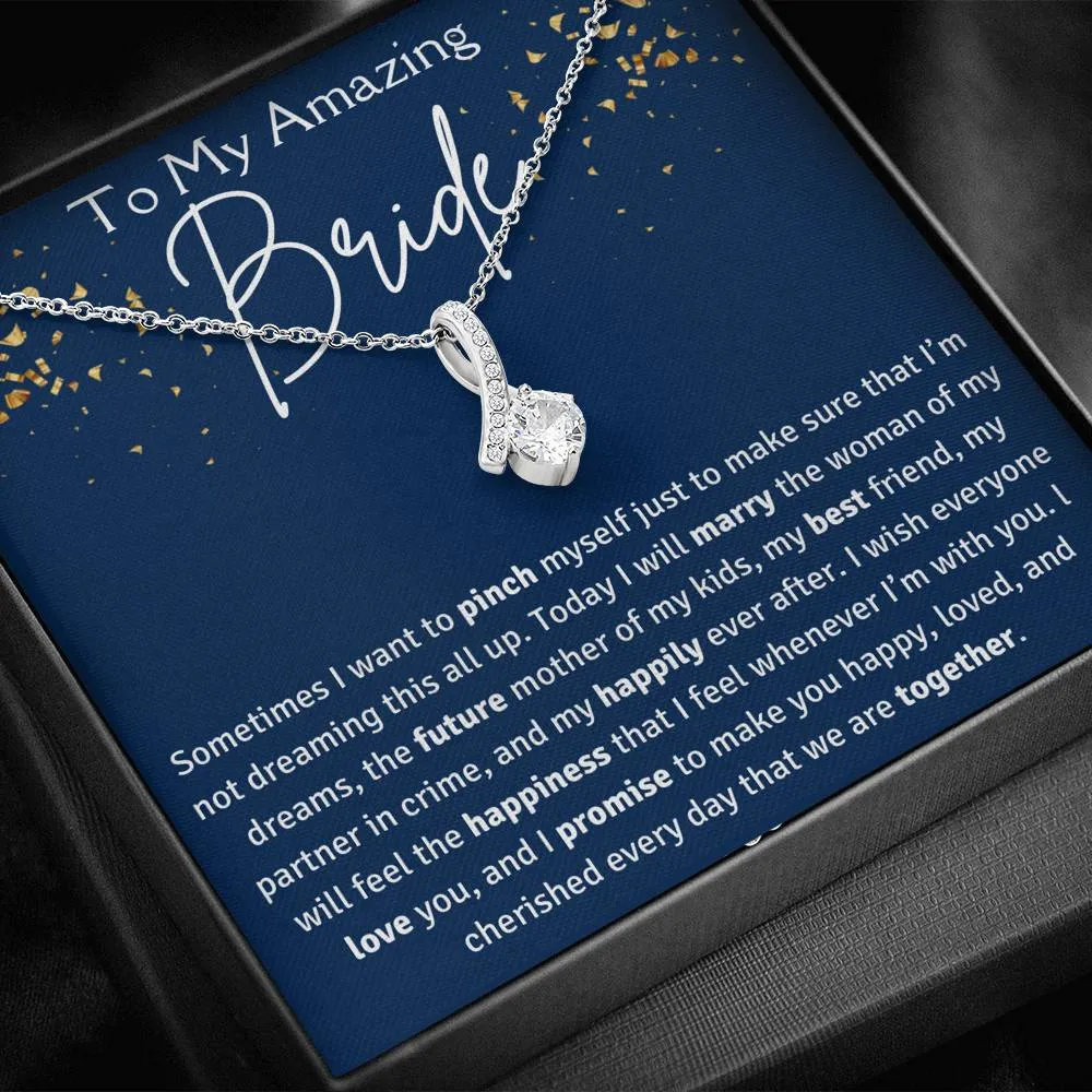 To My Amazing Bride Ribbon Necklace
