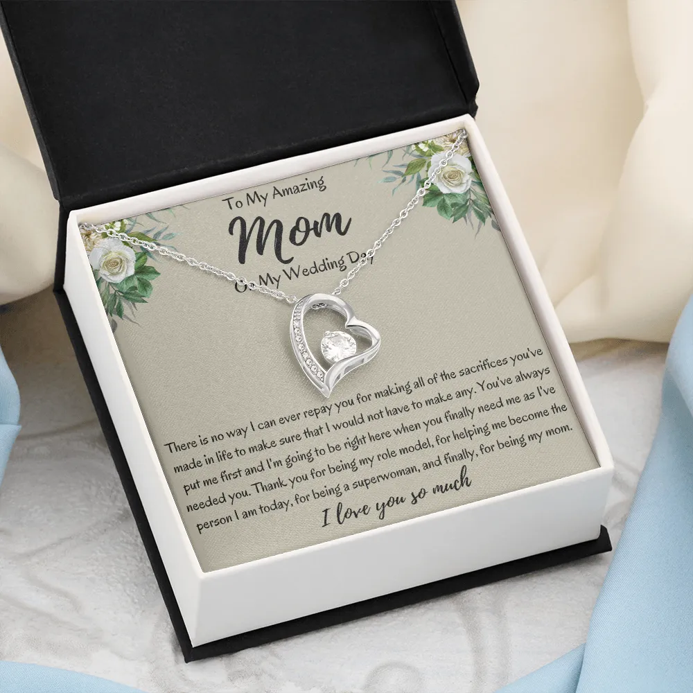 To My Amazing Mom On My Wedding Day Heart Necklace