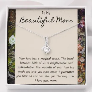 To My Beautiful Mom Petite Ribbon Necklace