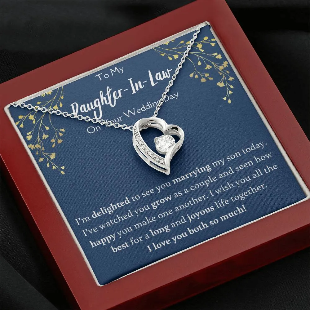 To My Daughter In Law On Your Wedding Day Heart Necklace