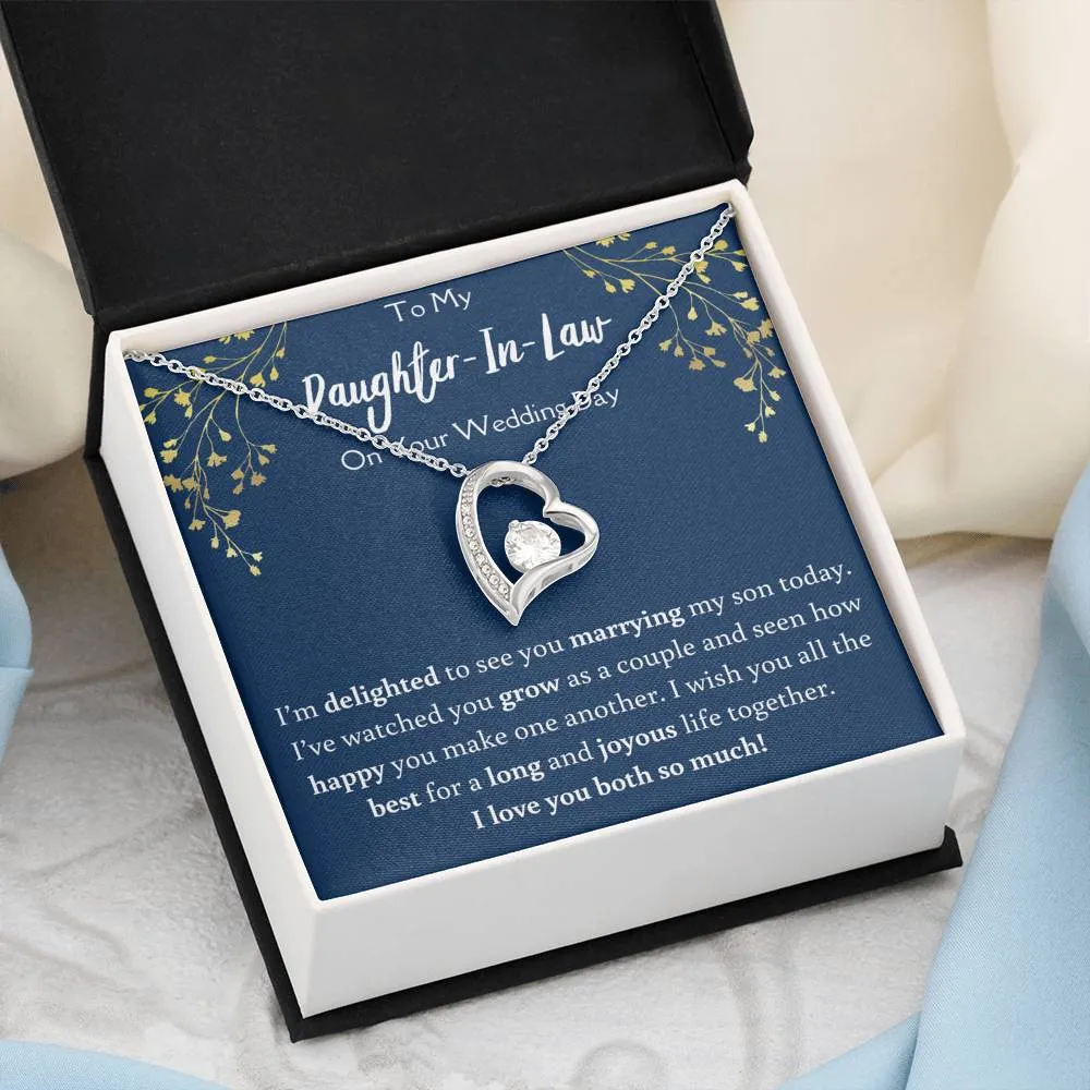 To My Daughter In Law On Your Wedding Day Heart Necklace
