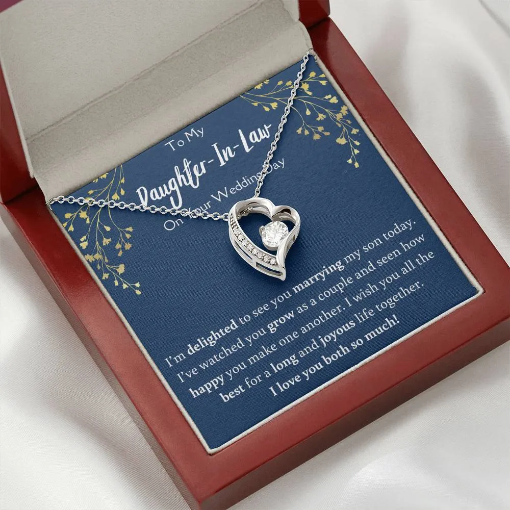 To My Daughter In Law On Your Wedding Day Heart Necklace