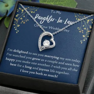 To My Daughter In Law On Your Wedding Day Heart Necklace