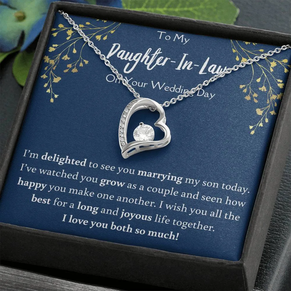 To My Daughter In Law On Your Wedding Day Heart Necklace