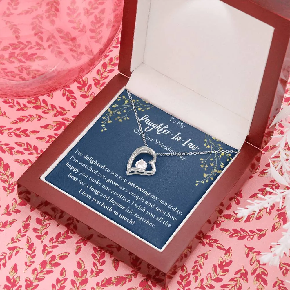 To My Daughter In Law On Your Wedding Day Heart Necklace