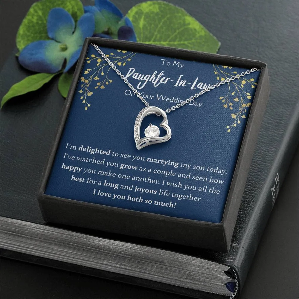 To My Daughter In Law On Your Wedding Day Heart Necklace