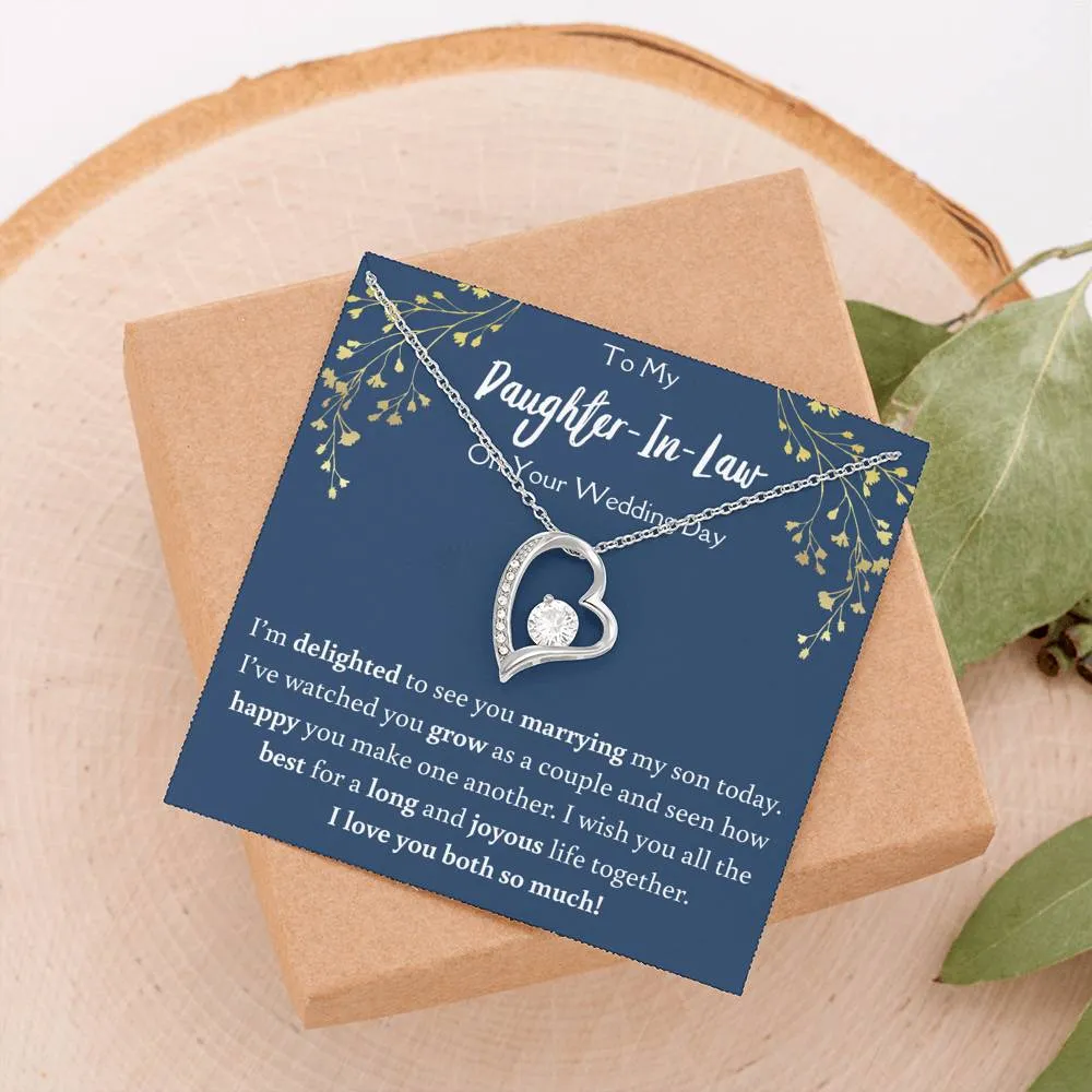 To My Daughter In Law On Your Wedding Day Heart Necklace