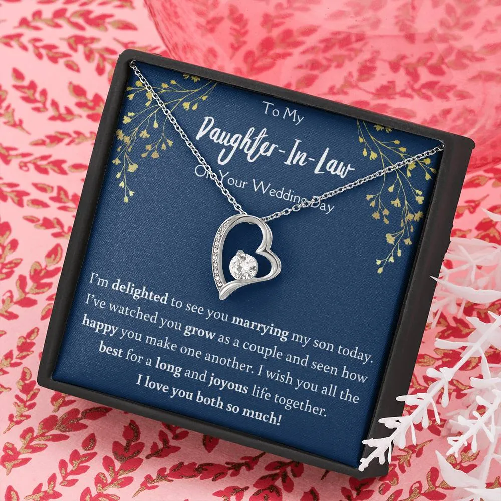 To My Daughter In Law On Your Wedding Day Heart Necklace