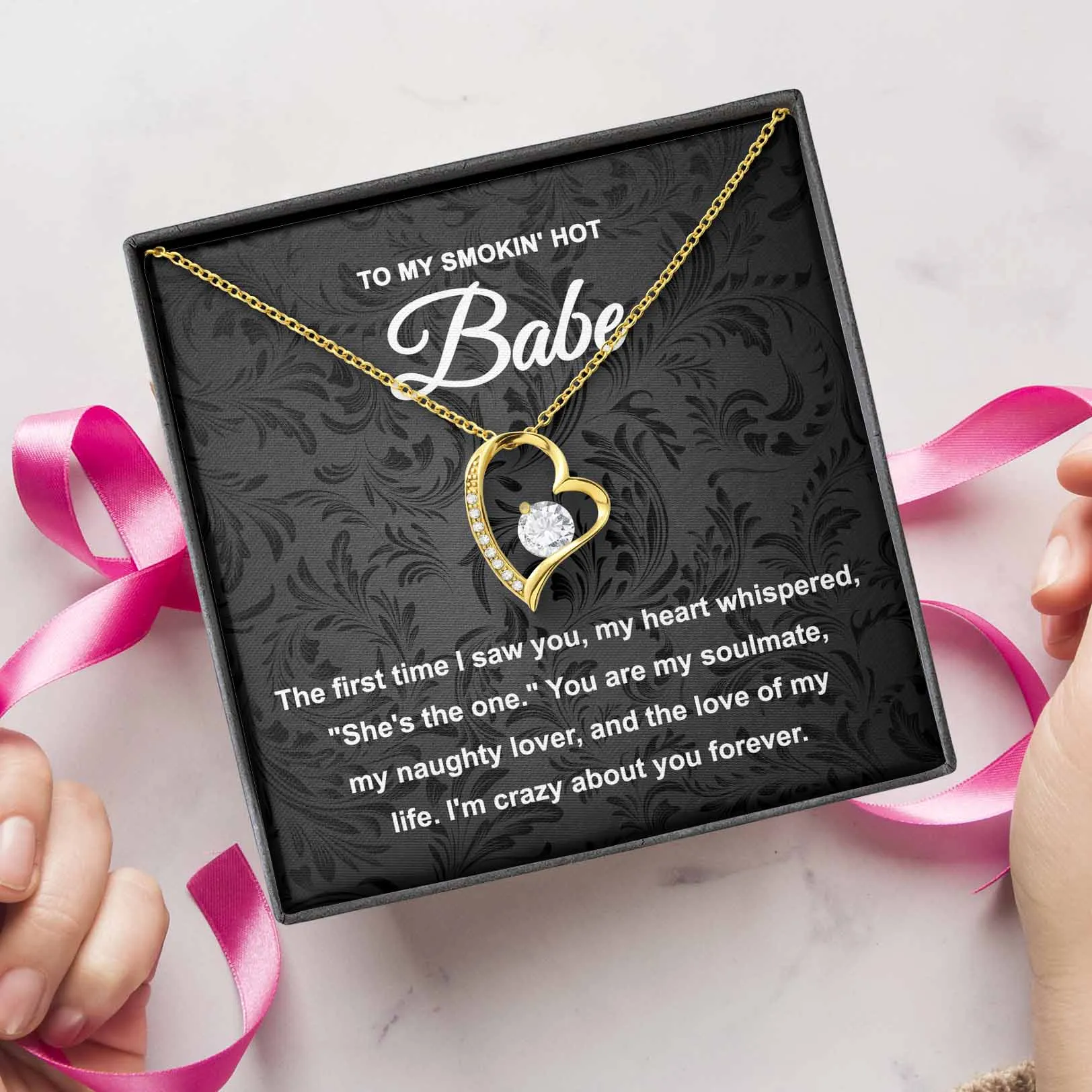 To My Smokin' Hot Babe Necklace, Forever Love Pendant Necklace