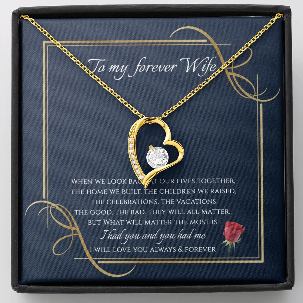 To My Wife Necklace - I will Love You Until The End Message Card