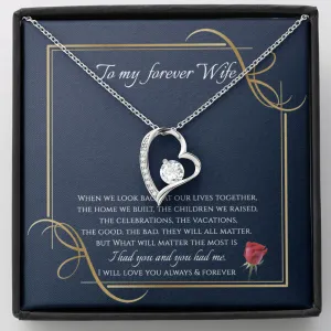 To My Wife Necklace - I will Love You Until The End Message Card