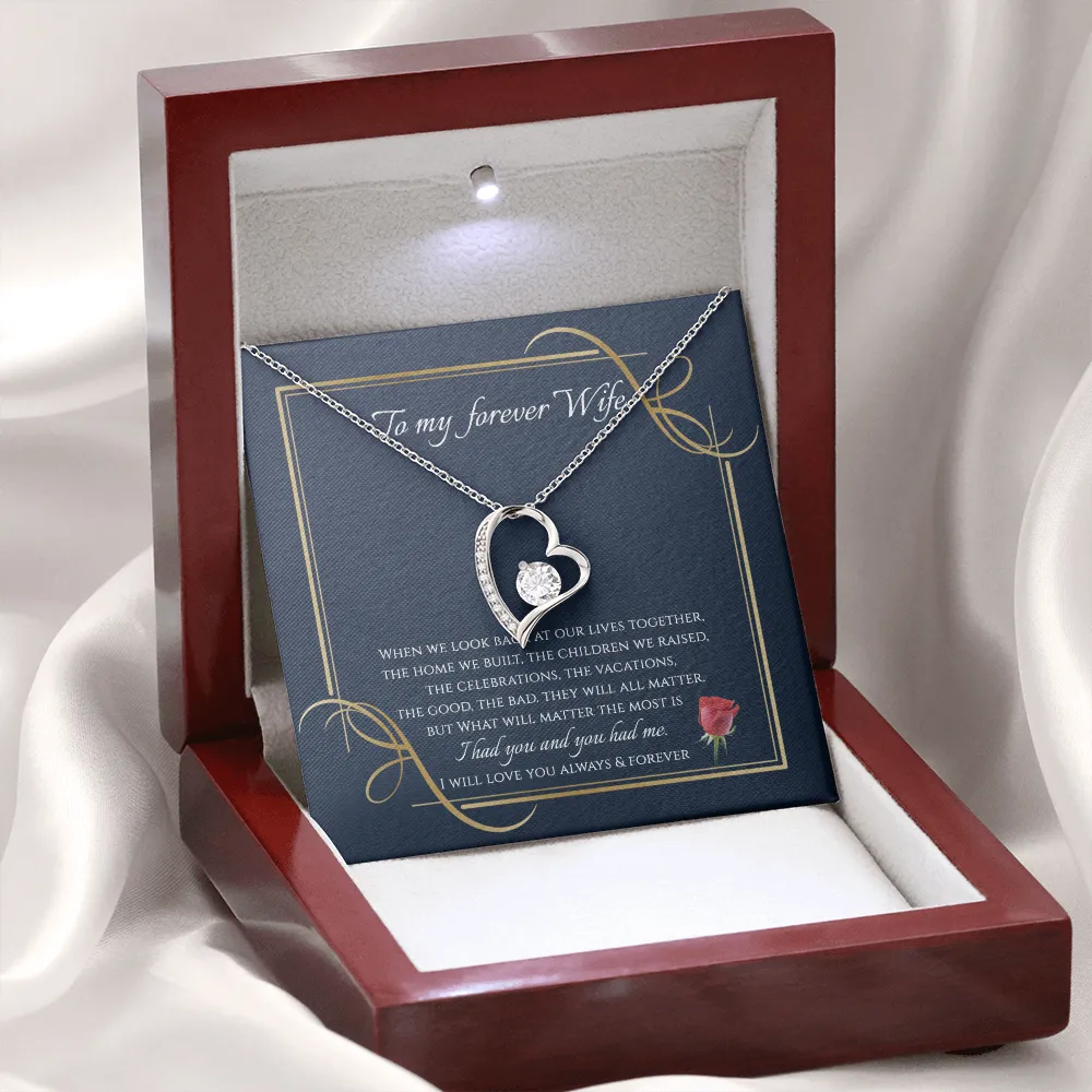 To My Wife Necklace - I will Love You Until The End Message Card
