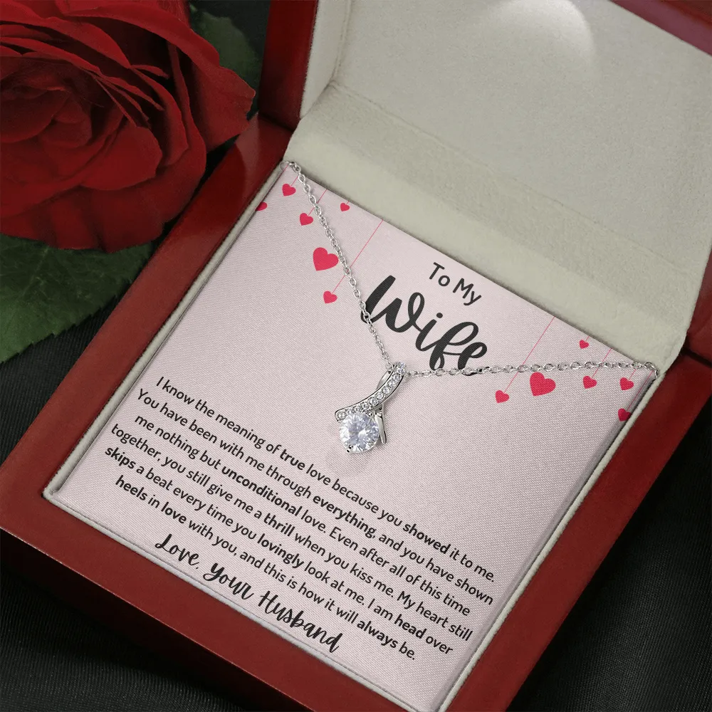 To My Wife Ribbon Hearts Strings Necklace