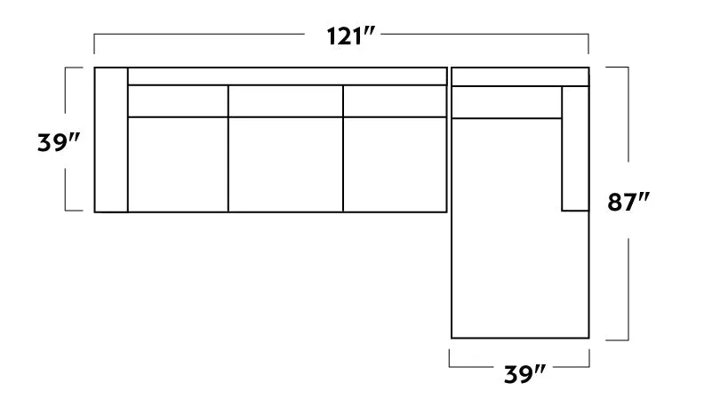 Track 121" Leather Right Chaise Sectional