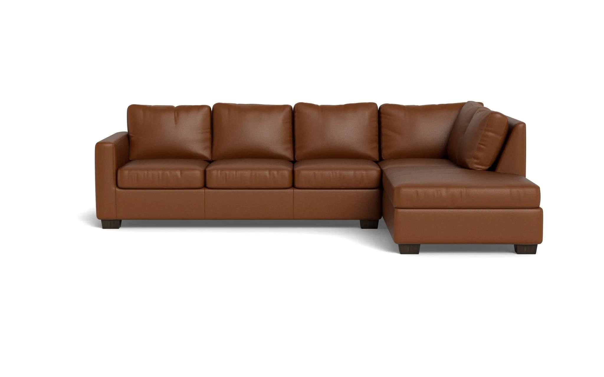 Track 121" Leather Right Chaise Sectional
