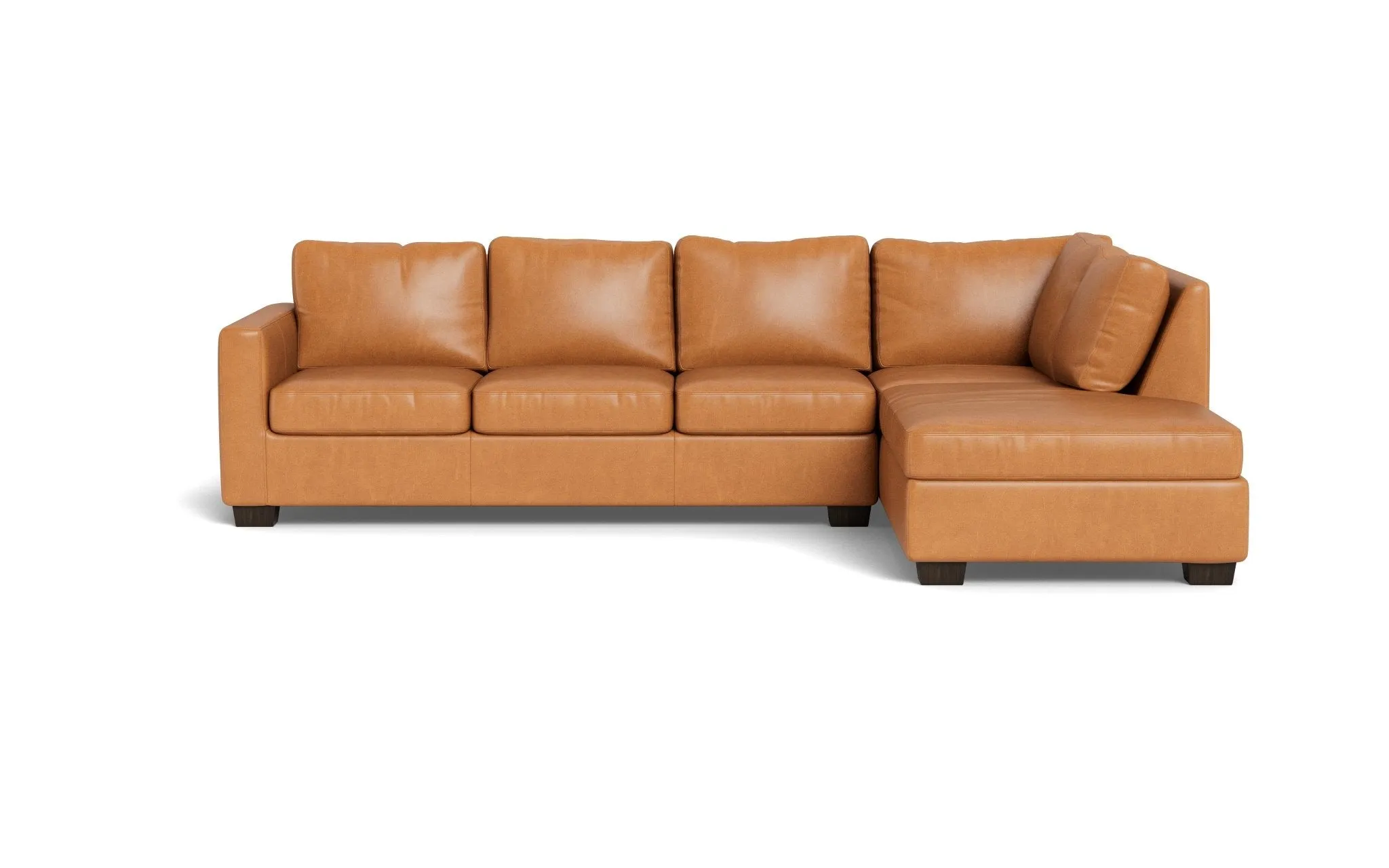 Track 121" Leather Right Chaise Sectional