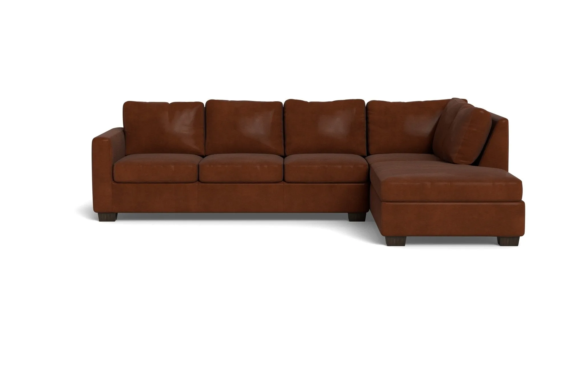 Track 121" Leather Right Chaise Sectional