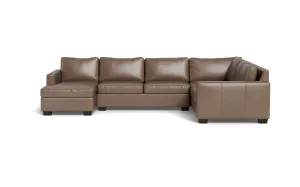 Track 141" Leather Corner Sectionals W. Full Sleeper & Left Chaise
