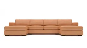 Track 141" Leather Double Chaise With Armless Loveseat