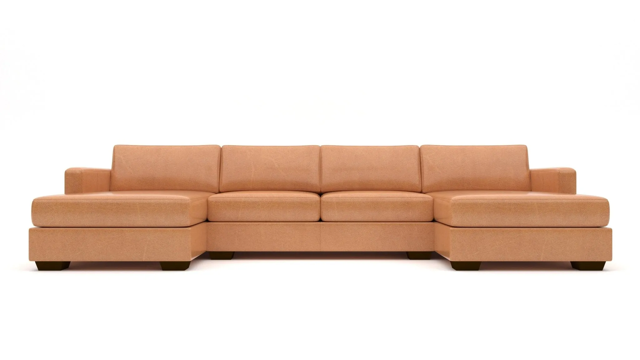 Track 141" Leather Double Chaise With Armless Loveseat