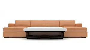 Track 141" Leather Double Chaise With Full Sleeper Loveseat