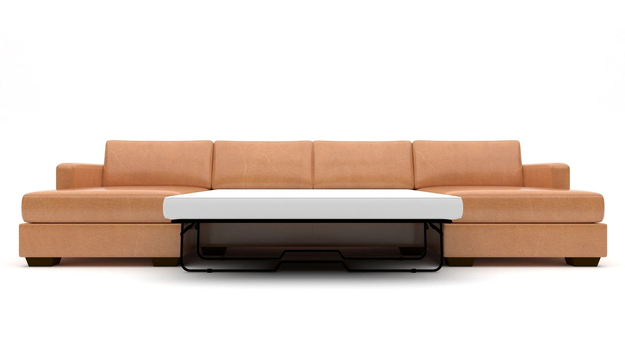 Track 141" Leather Double Chaise With Full Sleeper Loveseat