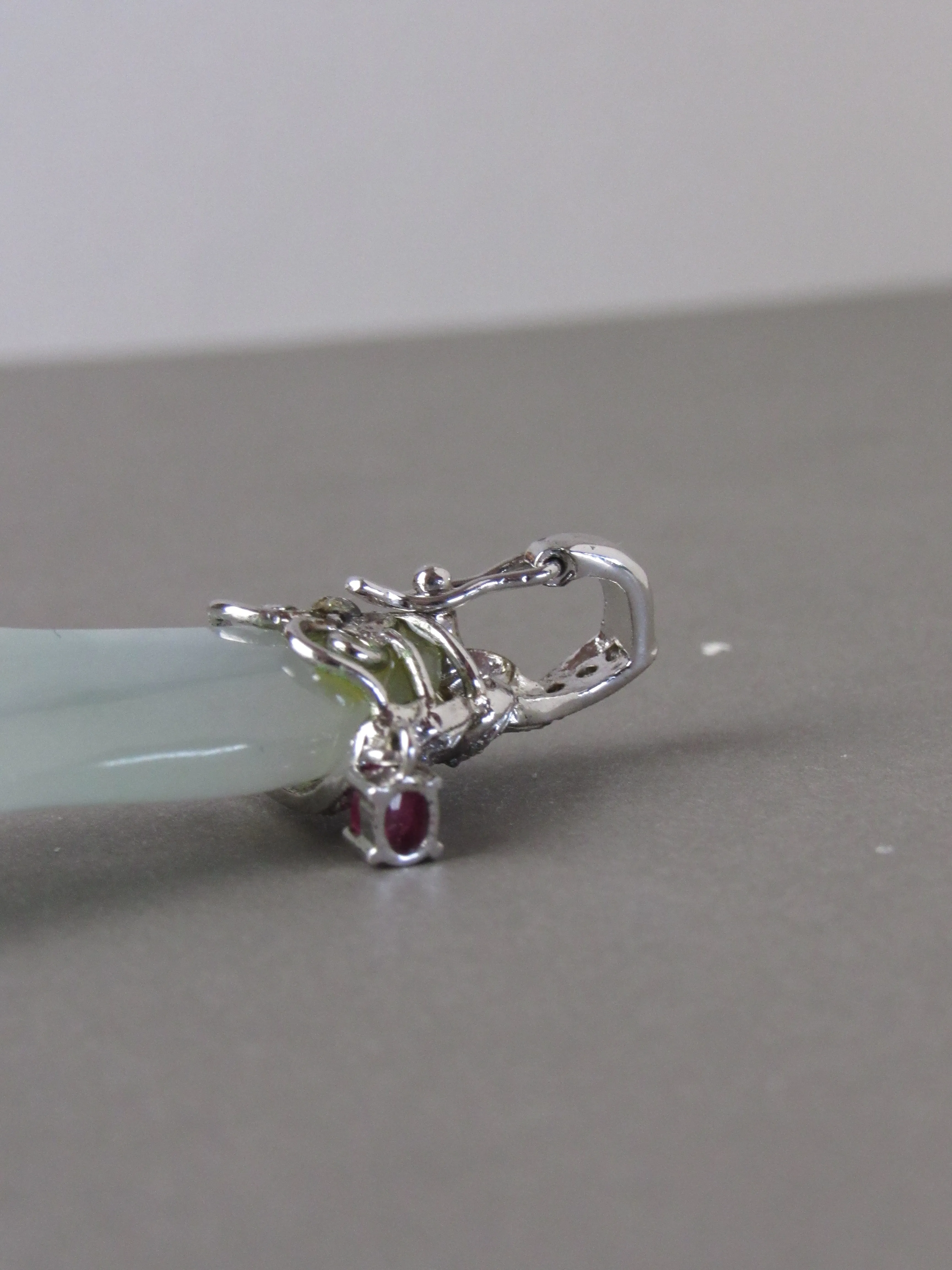 Translucent Jadeite Jade & Rubellite Pendant Necklace