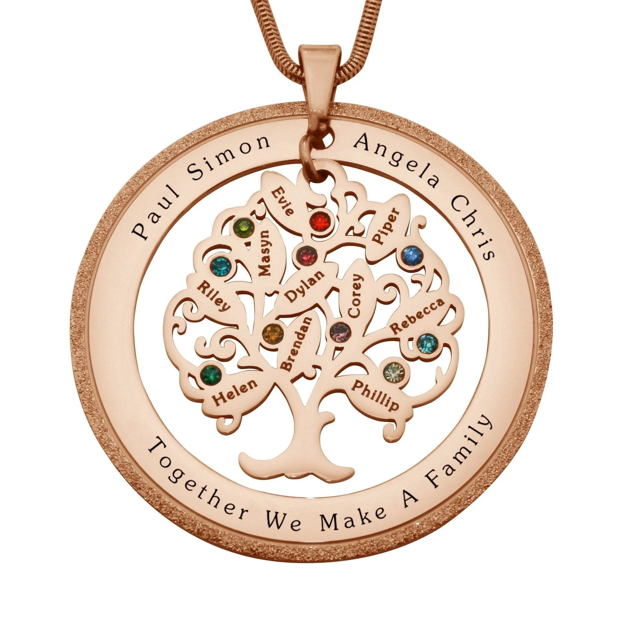 Tree of My Life Necklace with Sparkling Washer & Birthstones