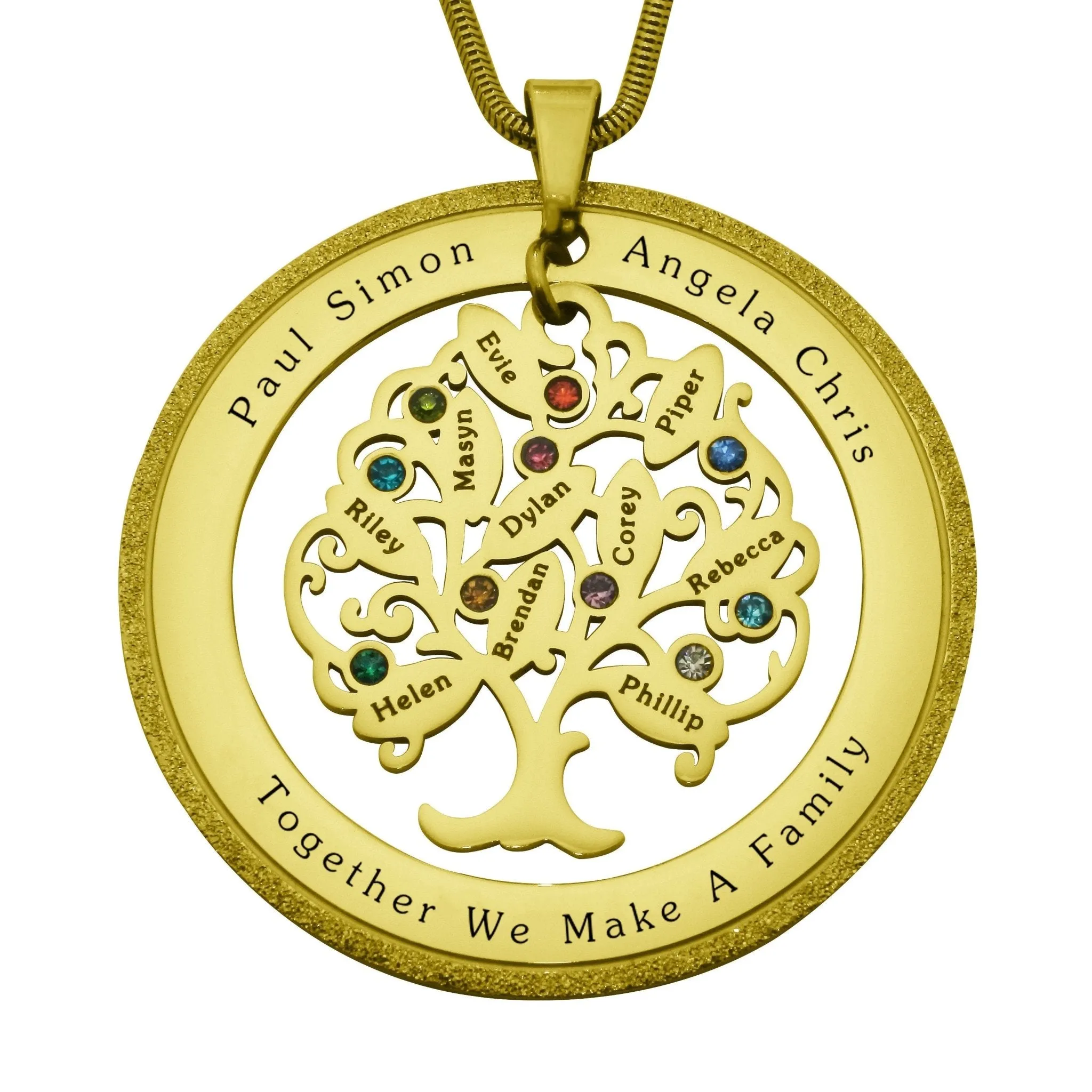 Tree of My Life Necklace with Sparkling Washer & Birthstones