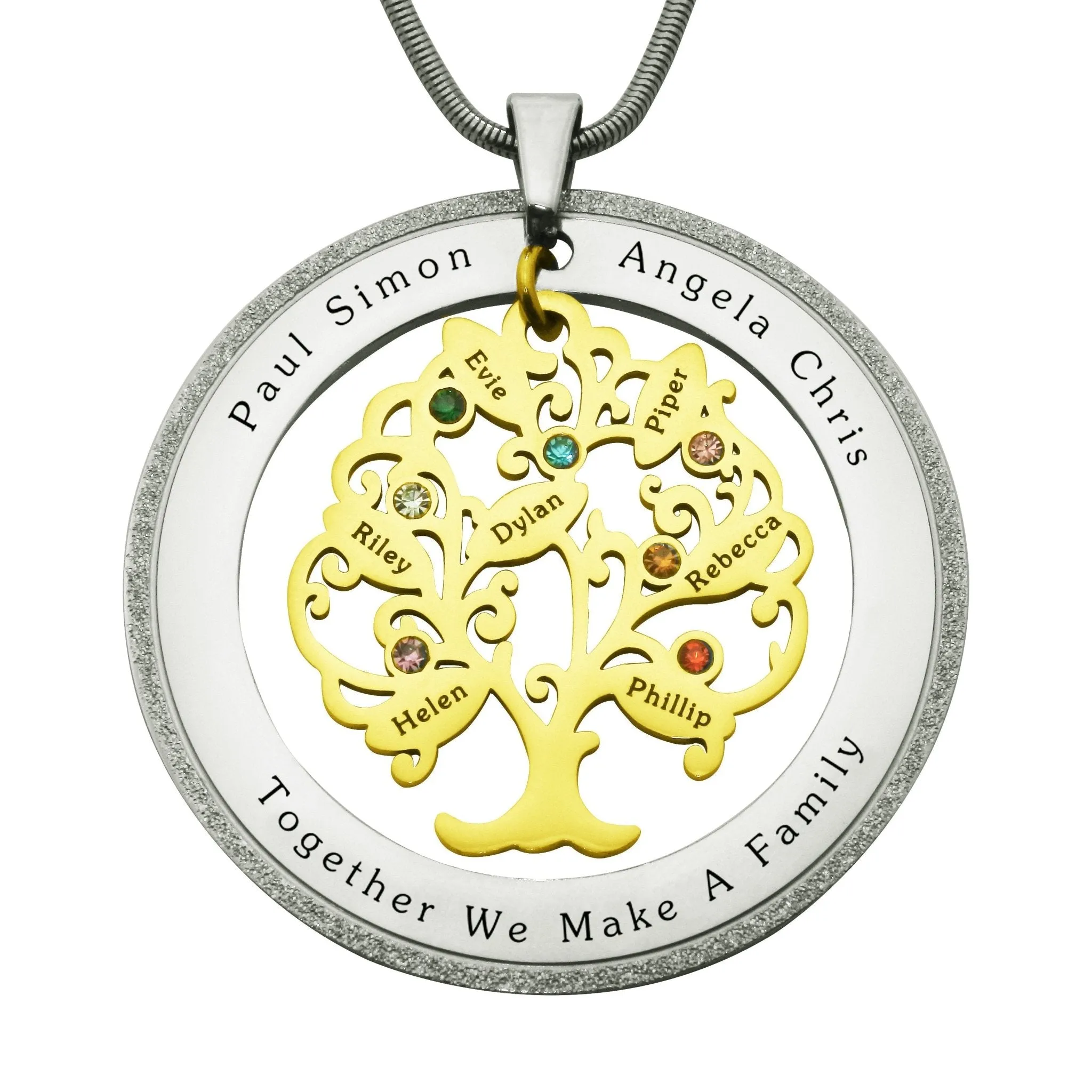 Tree of My Life Necklace with Sparkling Washer & Birthstones