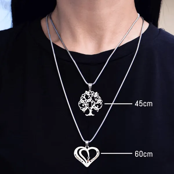 Tree of My Life Necklace with Sparkling Washer & Birthstones