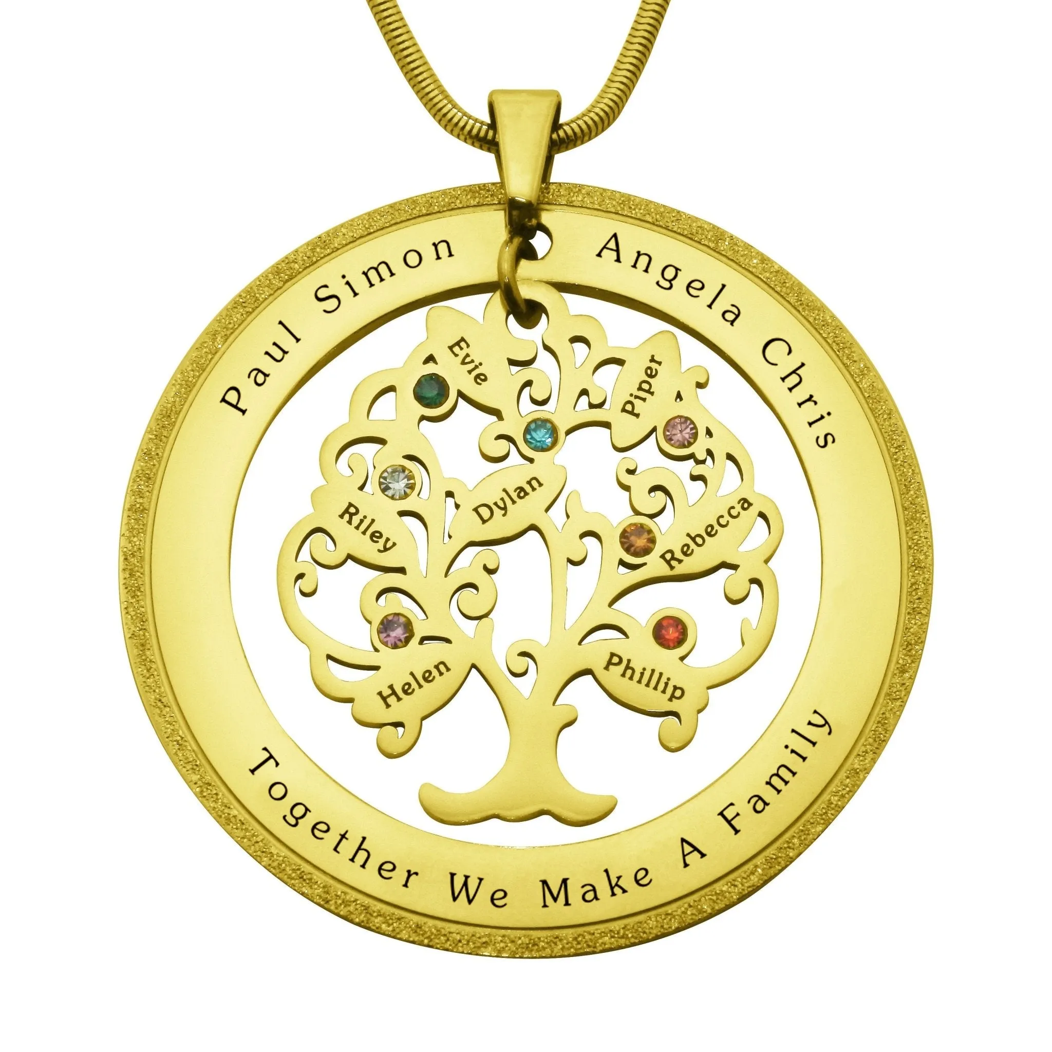 Tree of My Life Necklace with Sparkling Washer & Birthstones