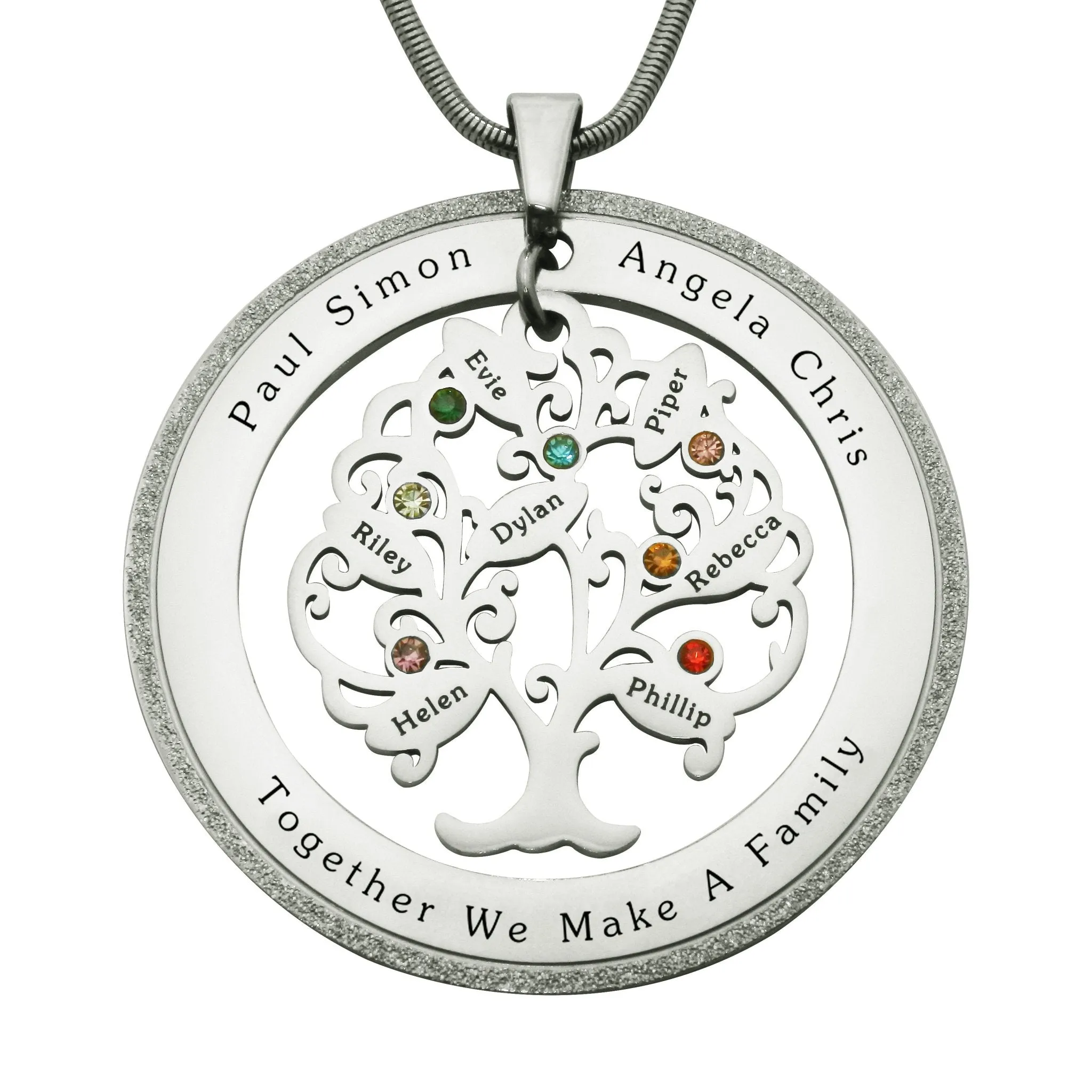 Tree of My Life Necklace with Sparkling Washer & Birthstones