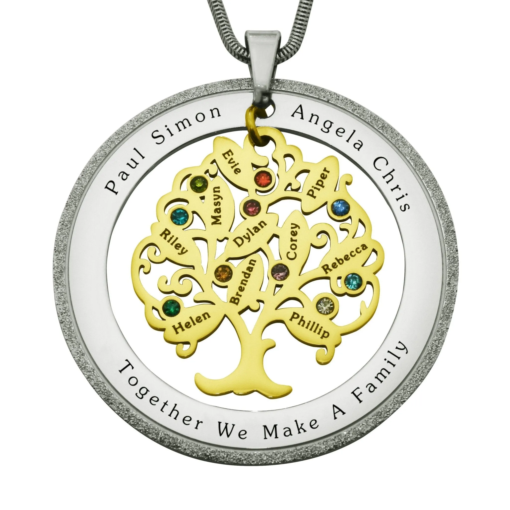 Tree of My Life Necklace with Sparkling Washer & Birthstones